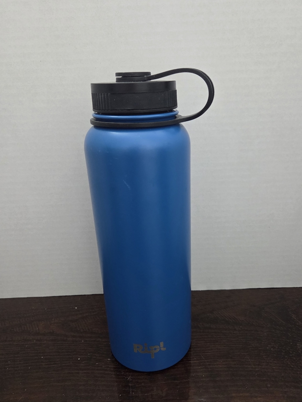 Ripl Blue Metal Water Bottle with Black Cap